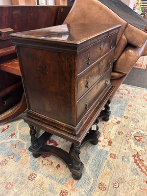 Lot 450 - A Charles II walnut and sycamore-inlaid chest-on-stand
