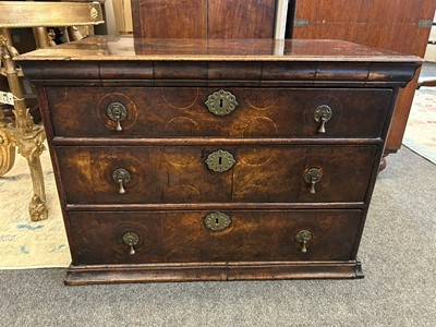 Lot 450 - A Charles II walnut and sycamore-inlaid chest-on-stand