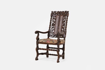 Lot 431 - A Charles II walnut armchair