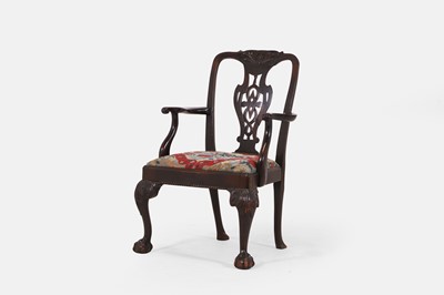 Lot 443 - A George III mahogany elbow dining chair
