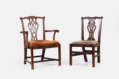 Lot 452 - A George III mahogany elbow chair and dining chair