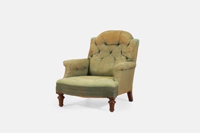 Lot 625 - An upholstered mahogany-framed armchair