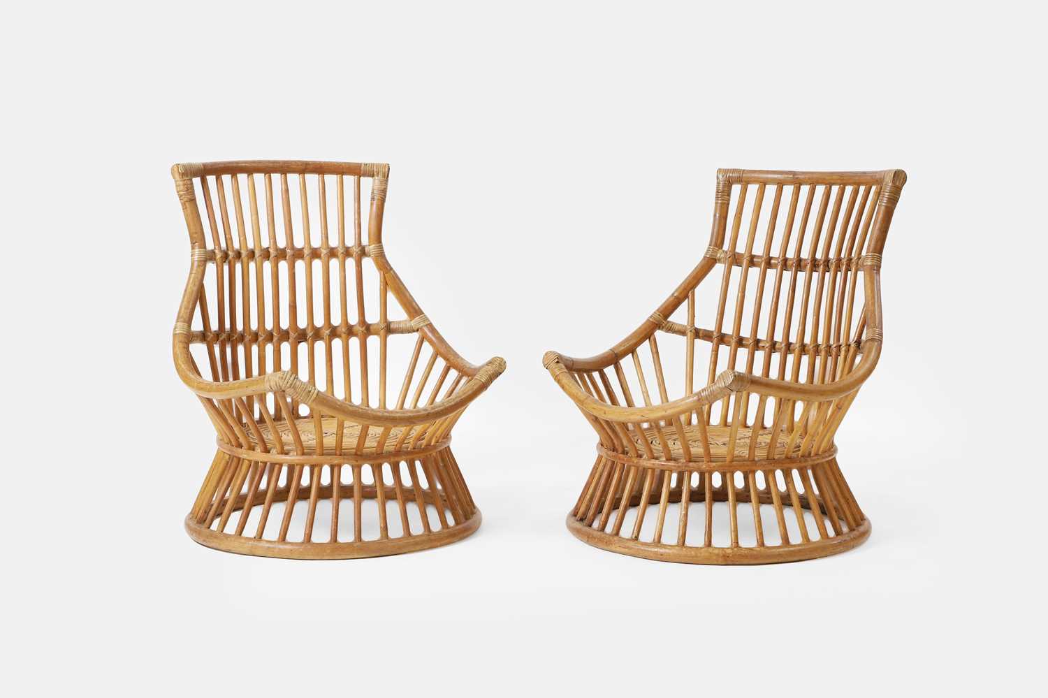 Lot 162 - A pair of vintage bamboo low chairs