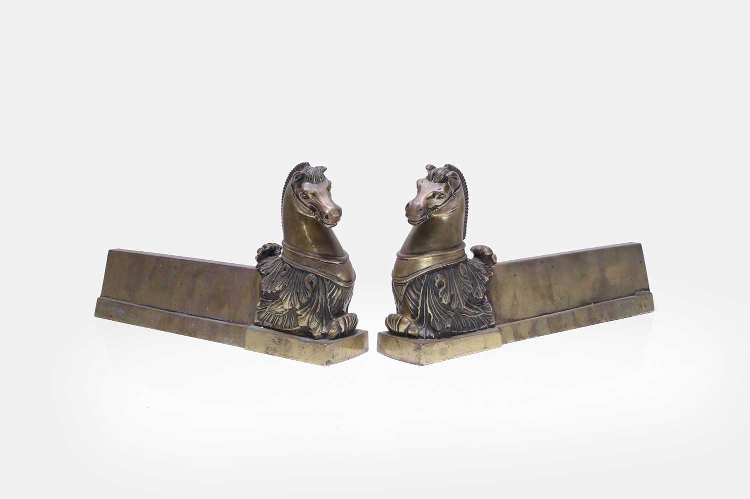 Lot 544 - A pair of brass chenets