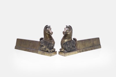 Lot 544 - A pair of brass chenets