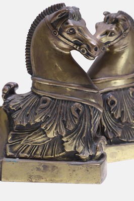 Lot 544 - A pair of brass chenets