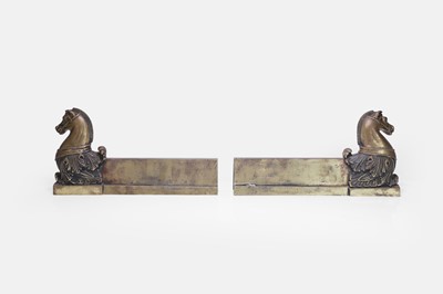 Lot 544 - A pair of brass chenets