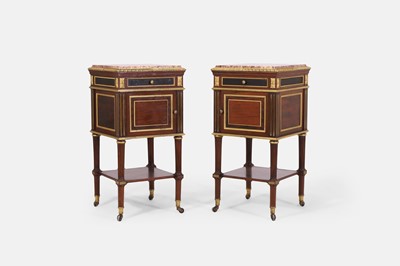 Lot 314 - A pair of Louis XVI-style mahogany and ormolu bedside tables