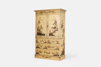 Lot 46 - A George III-style cream-japanned linen press