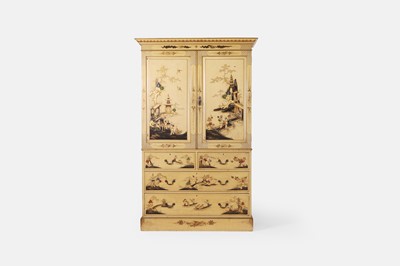 Lot 46 - A George III-style cream-japanned linen press