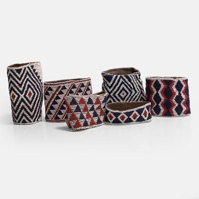 Lot 484 - Six New Hebrides beaded anklets