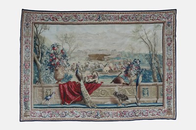 Lot 307 - A Gobelins allegorical tapestry of the 'Palace of Versailles' representing April