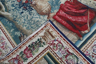Lot 307 - A Gobelins allegorical tapestry of the 'Palace of Versailles' representing April
