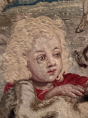 Lot 307 - A Gobelins allegorical tapestry of the 'Palace of Versailles' representing April