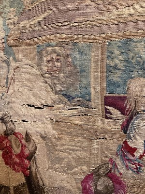 Lot 307 - A Gobelins allegorical tapestry of the 'Palace of Versailles' representing April