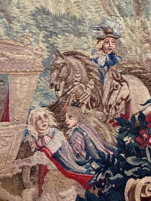 Lot 307 - A Gobelins allegorical tapestry of the 'Palace of Versailles' representing April
