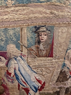 Lot 307 - A Gobelins allegorical tapestry of the 'Palace of Versailles' representing April