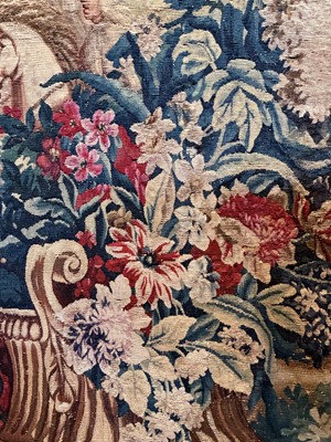 Lot 307 - A Gobelins allegorical tapestry of the 'Palace of Versailles' representing April