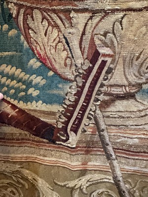 Lot 307 - A Gobelins allegorical tapestry of the 'Palace of Versailles' representing April