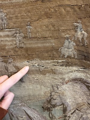Lot 307 - A Gobelins allegorical tapestry of the 'Palace of Versailles' representing April