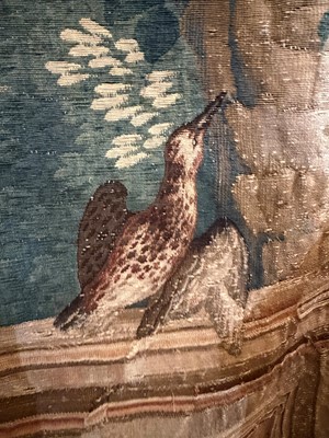 Lot 307 - A Gobelins allegorical tapestry of the 'Palace of Versailles' representing April