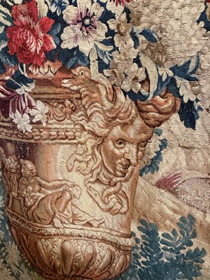 Lot 307 - A Gobelins allegorical tapestry of the 'Palace of Versailles' representing April