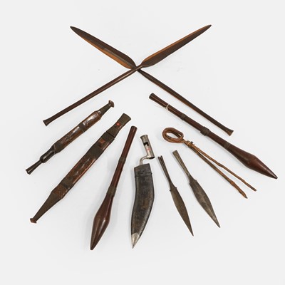 Lot 483 - A group of African spears and knives