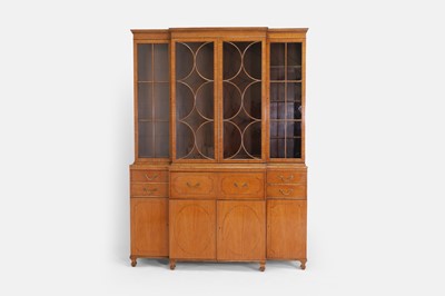 Lot 615 - A George III-style satinwood secretaire bookcase