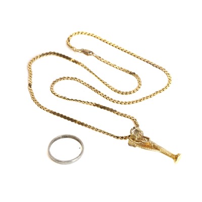 Lot 261 - A World Cup pendant necklace and a 9ct gold wedding ring