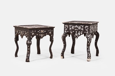 Lot 477 - A near pair of bone-inlaid low tables