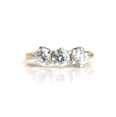 Lot 122 - A 9ct gold moissanite three stone ring