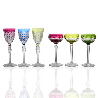 Lot 295 - A set of six Val St Lambert 'Richepin Rose' hock glasses