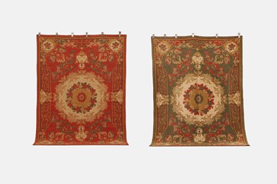 Lot 202 - Two Aubusson-style flat-weave wool carpets