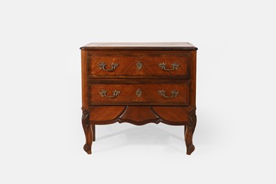 Lot 349 - A Louis XV transitional-style provincial walnut and kingwood commode