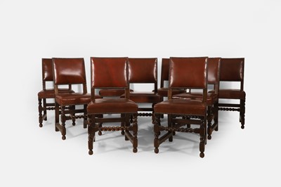 Lot 260 - A set of nine Charles II-style oak dining chairs