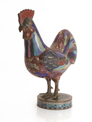Lot 91 - A Chinese cloisonné enamel model of a rooster