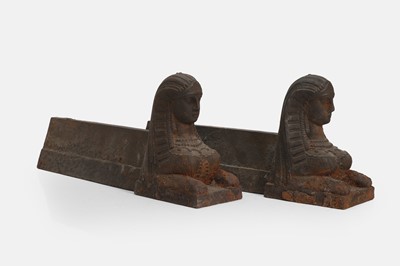 Lot 72 - A pair of cast iron Egyptian Revival chenets