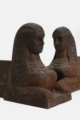 Lot 72 - A pair of cast iron Egyptian Revival chenets