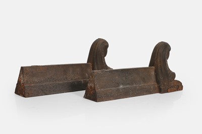 Lot 72 - A pair of cast iron Egyptian Revival chenets