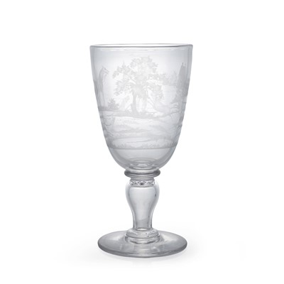 Lot 22 - An engraved glass hunting goblet attributed to John Peel