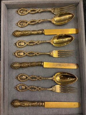 Lot 86 - A silver-gilt flatware service