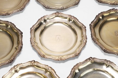 Lot 87 - A set of twelve silver-gilt plates