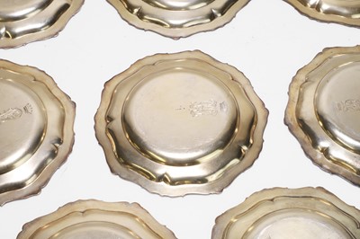 Lot 87 - A set of twelve silver-gilt plates