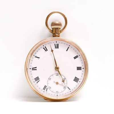 Lot 391 - A 9ct gold top wind open faced pocket watch