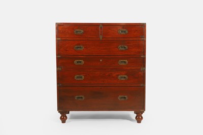 Lot 311 - A Victorian teak and brass-bound campaign chest
