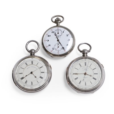 Lot 488 - A group of three chronograph pocket watches