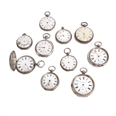 Lot 497 - A group of ten silver pocket watches