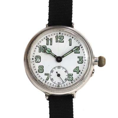 Lot 399 - A WWI silver Borgel cased military watch