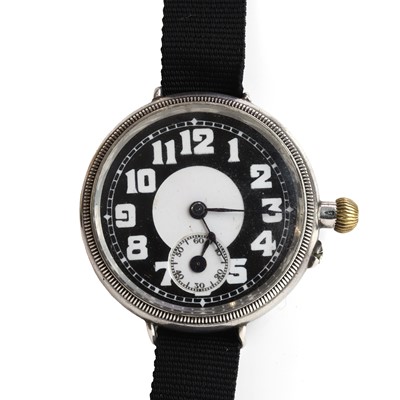 Lot 397 - A WW1 silver military Borgel cased mechanical watch