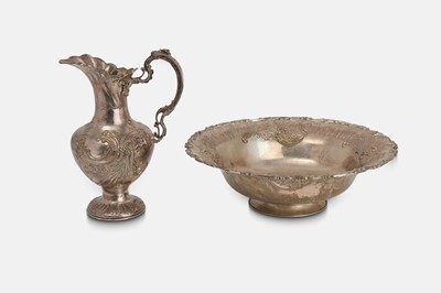Lot 299 - A large silver ewer and basin